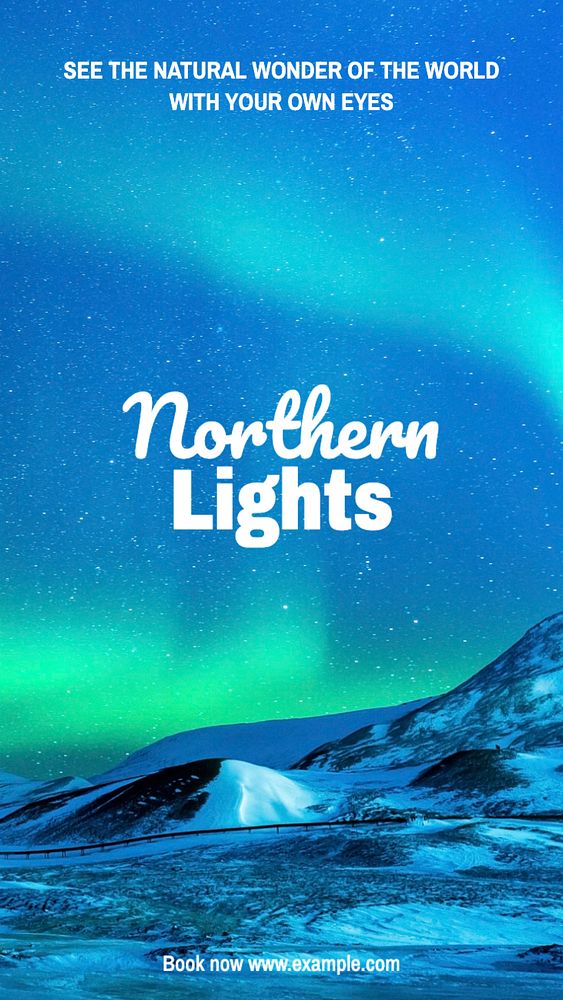 Northern Lights tour Instagram story template, editable text