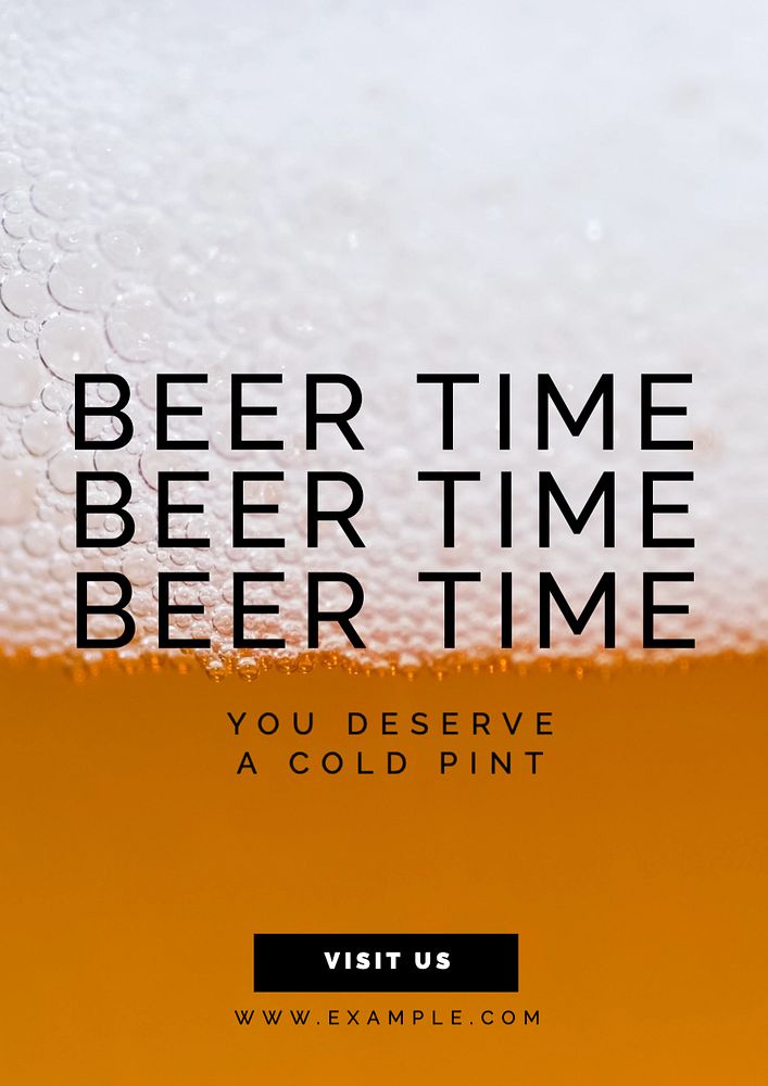 Beer time poster template, editable text and design