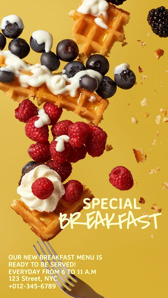 Special breakfast Instagram story template, editable text