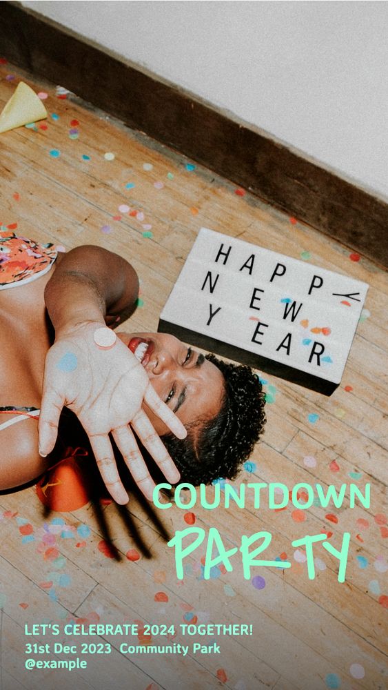 Countdown party Instagram story template, editable text