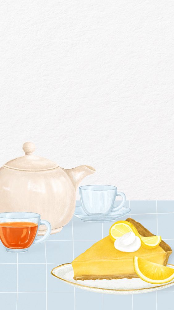 Lemon cheesecake iPhone wallpaper, dessert illustration, editable design