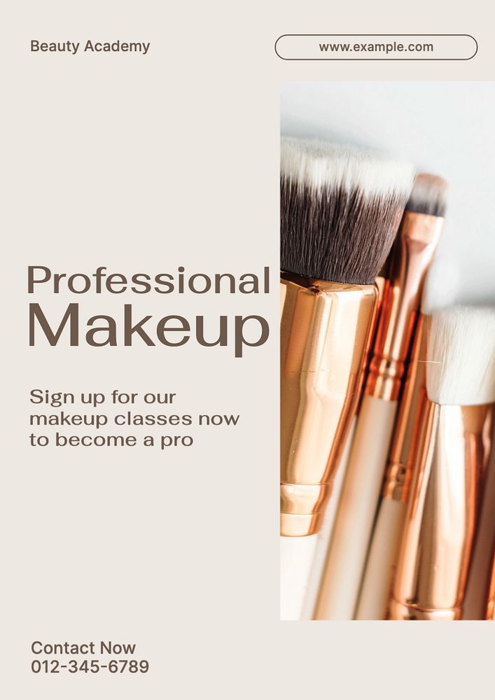 Professional makeup course  poster template, editable text and design