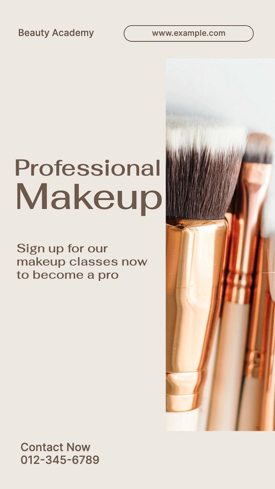 Professional makeup course  Instagram story template, editable text