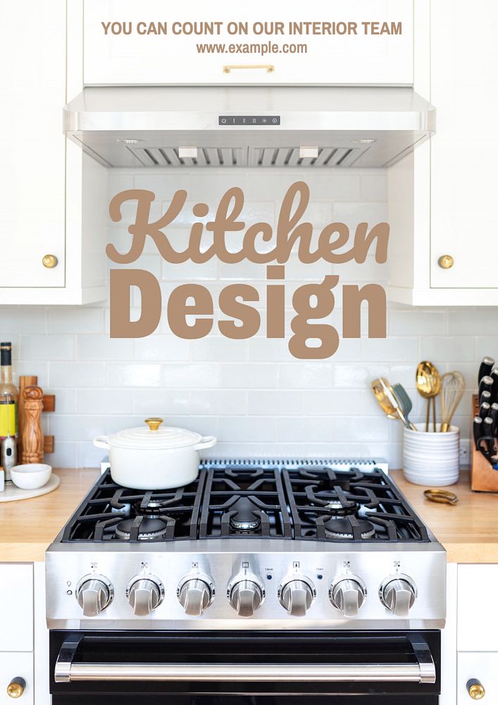 Kitchen design poster template, editable text and design