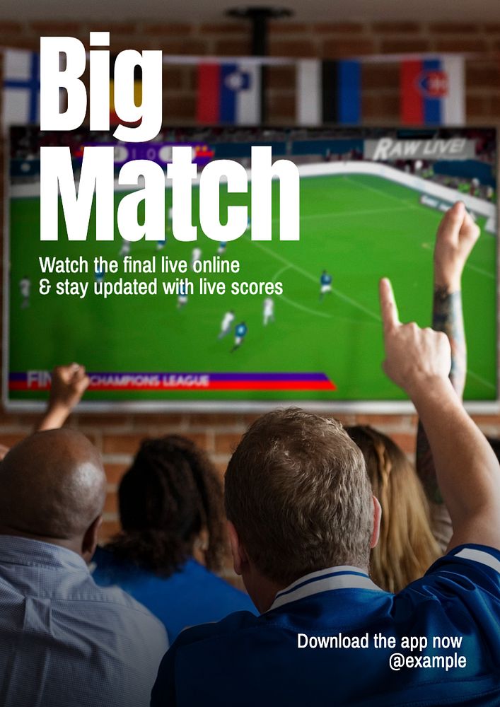 Live big match poster template, editable text and design