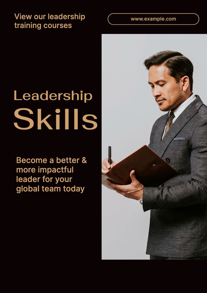 Leadership training  poster template, editable text and design