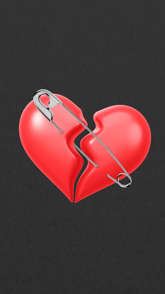 3D broken heart, element editable illustration