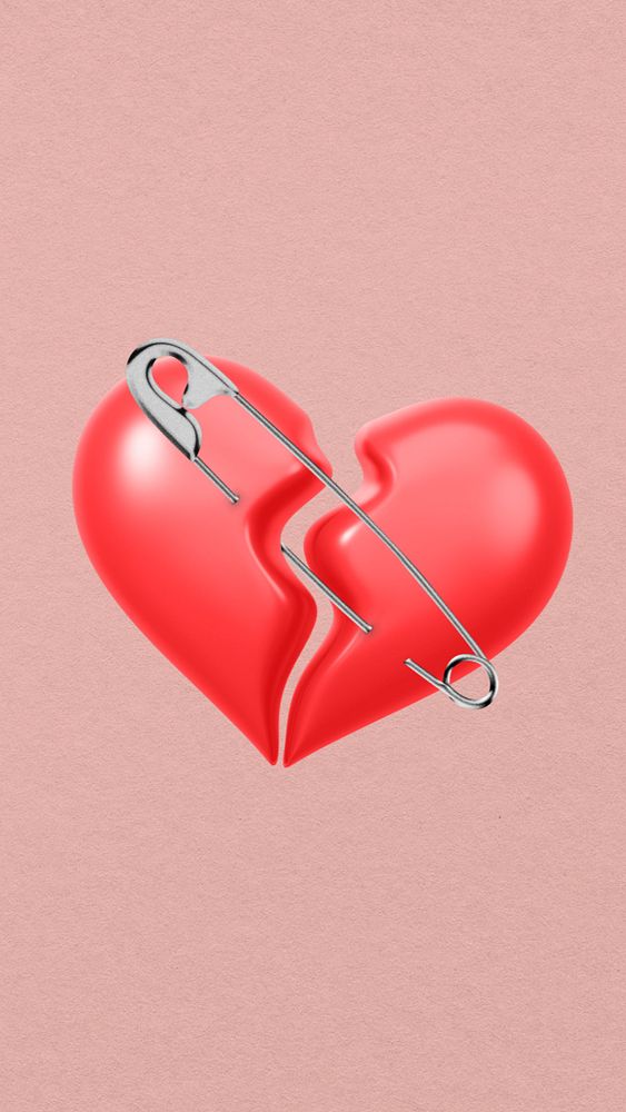 3D broken heart, element editable illustration