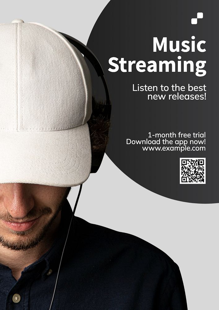 Music streaming   poster template, editable text and design