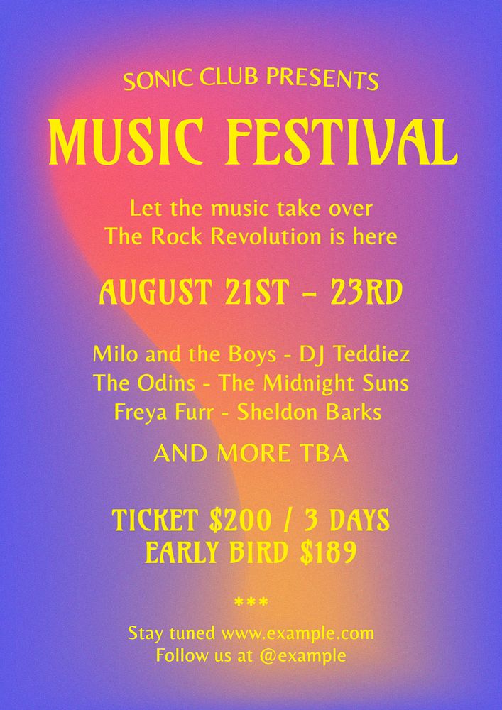 Music festival poster template, editable text and design