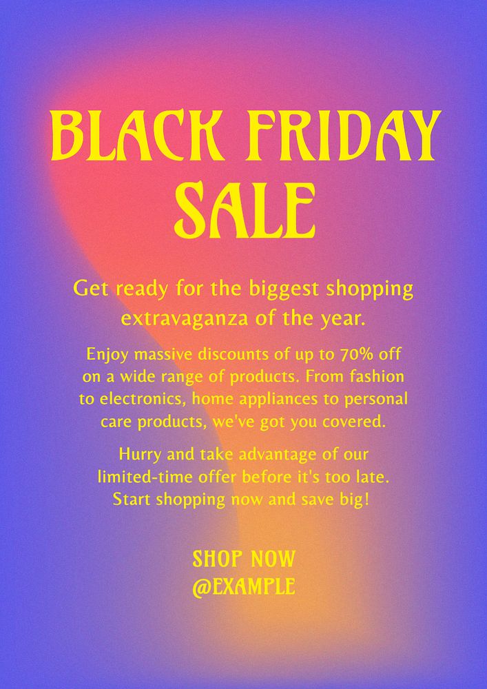 Black friday sale poster template, editable text and design