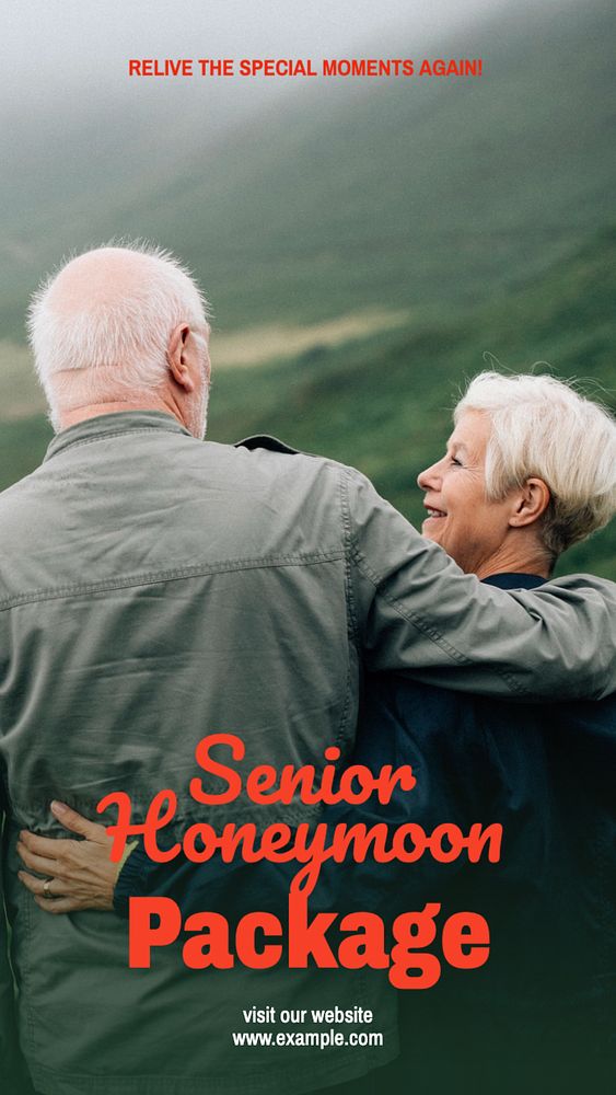 Senior honeymoon package Instagram story template, editable text