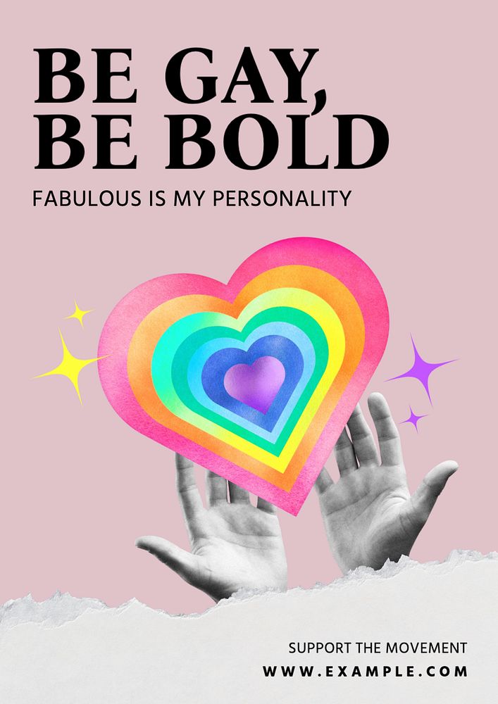 Be gay be bold poster template, editable text and design