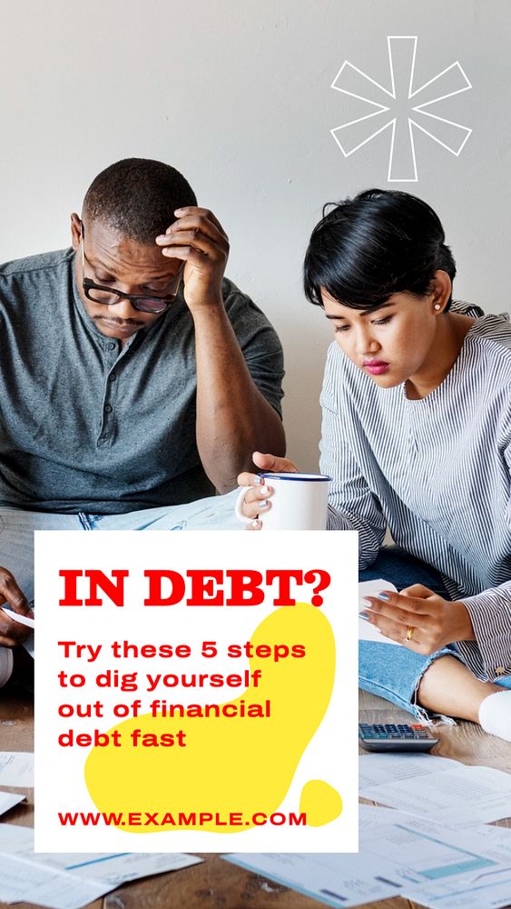 Debt  Instagram story template, editable text