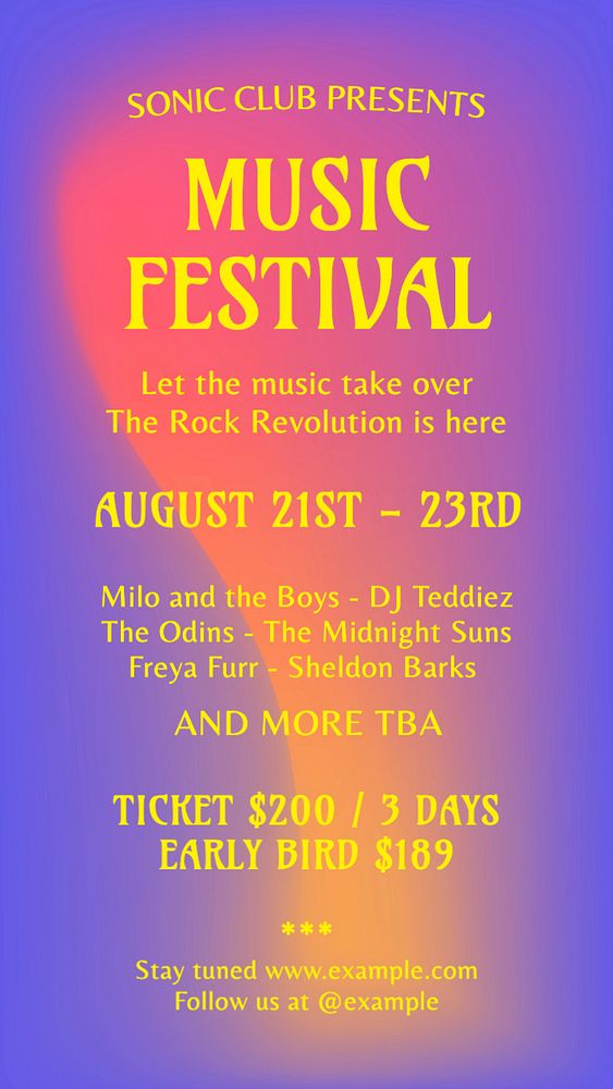 Music festival Instagram story template, editable text