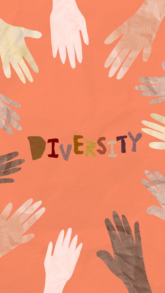 Diversity word, paper craft collage art, editable design