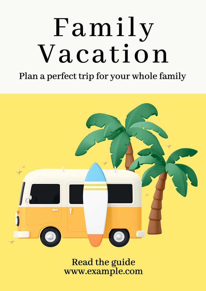 Family vacation  poster template, editable text and design