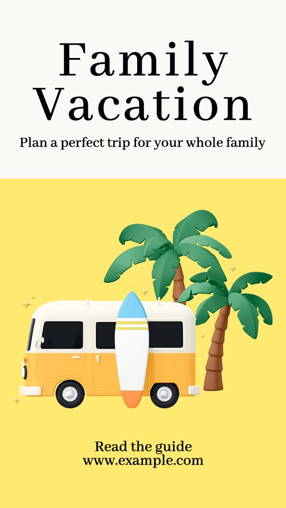 Family vacation  Instagram story template, editable text