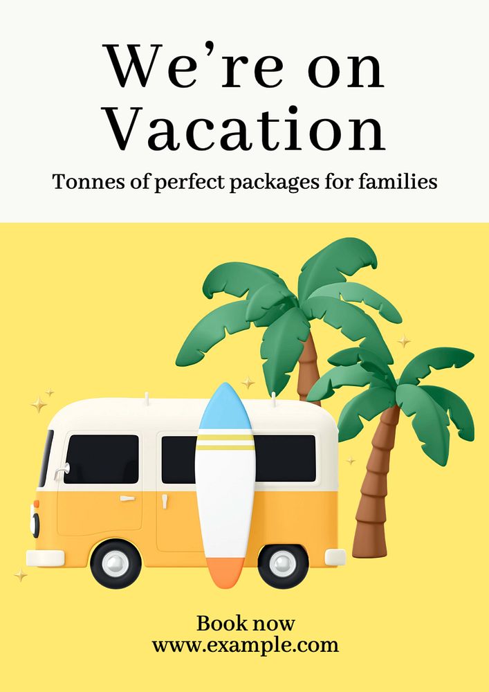 Vacation packages  poster template, editable text and design