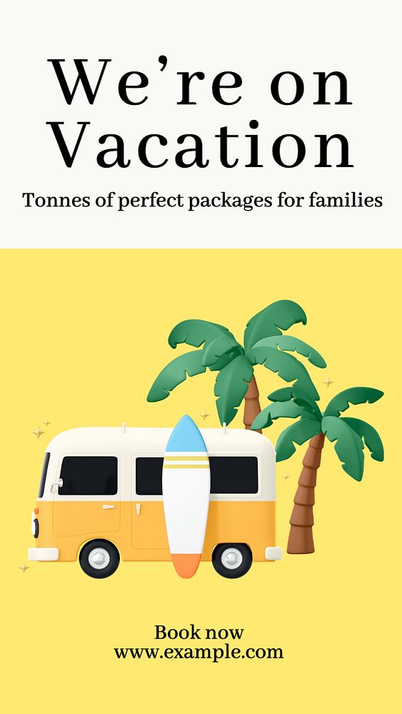 Vacation packages  Instagram story template, editable text