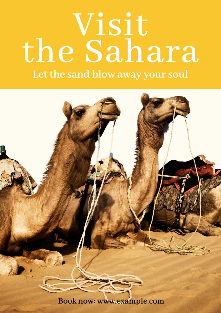 Visit Sahara  poster template, editable text and design