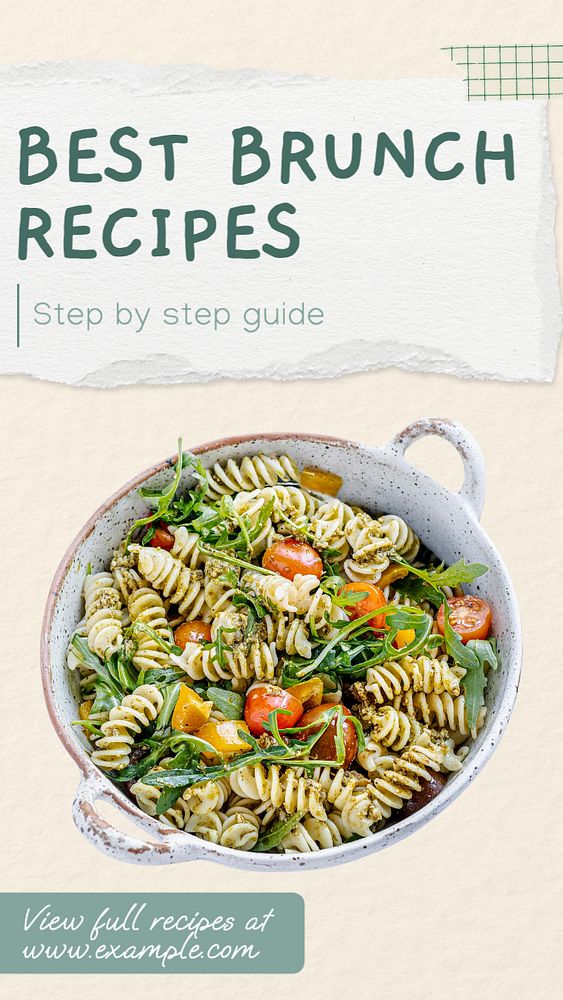 Brunch recipes Instagram story template, editable text