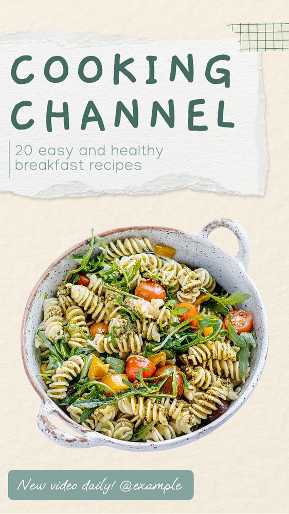 Breakfast recipes Instagram story template, editable text