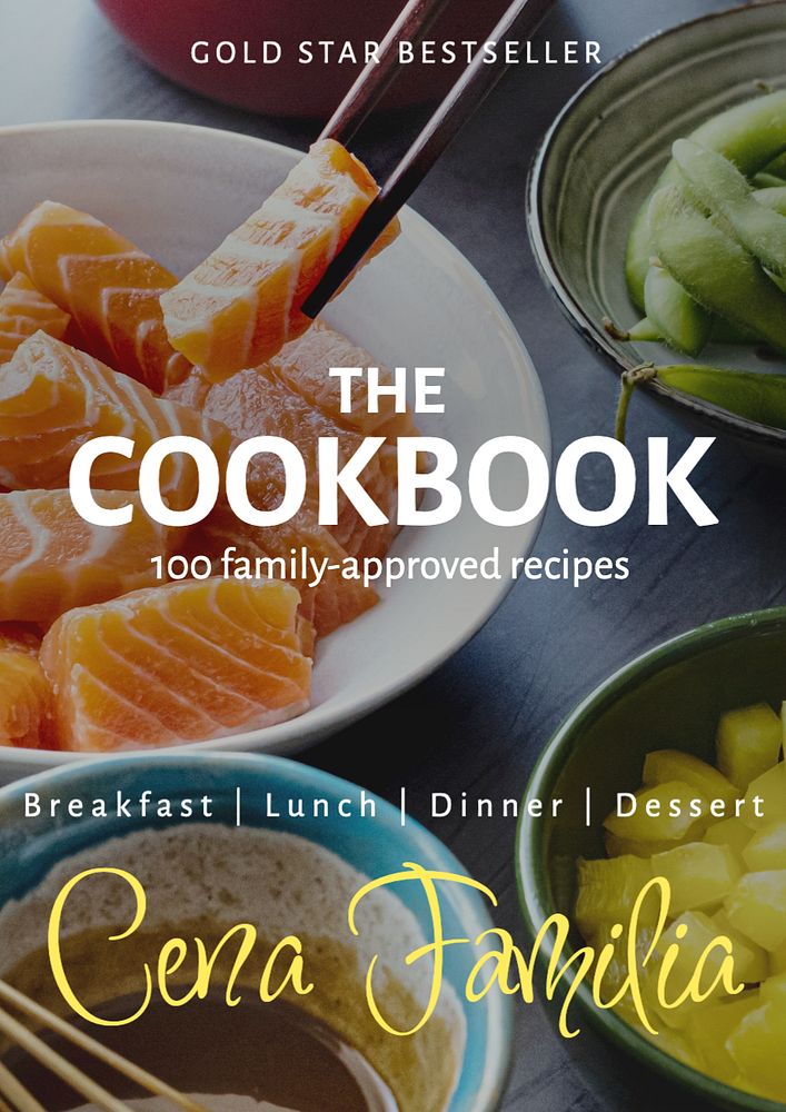 Cookbook poster template, editable text and design