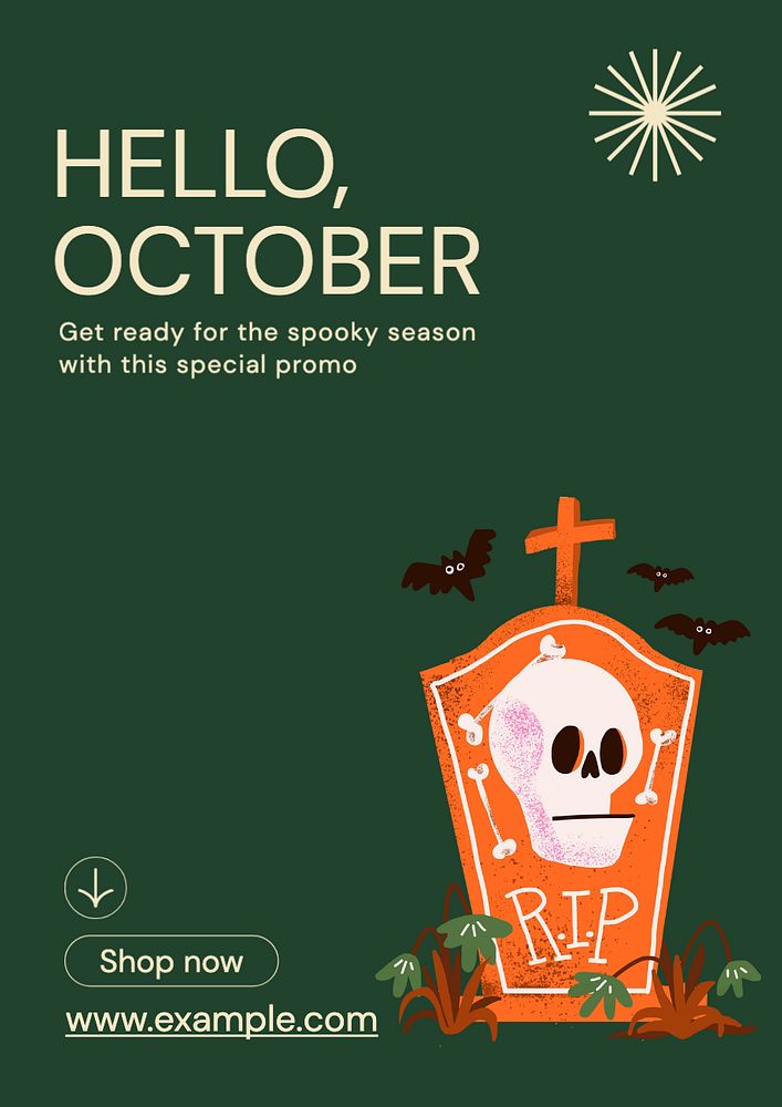 Hello October  poster template, editable text and design