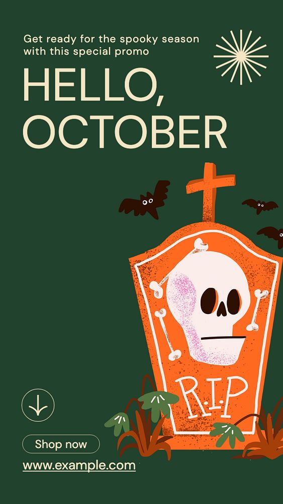 Hello October  Instagram story template, editable text