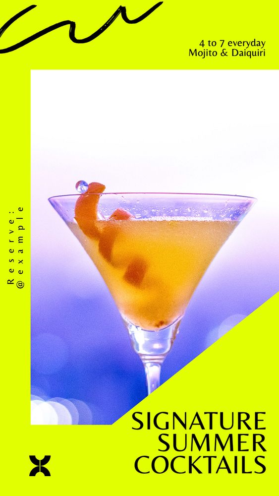 Summer cocktails  Instagram story template, editable text