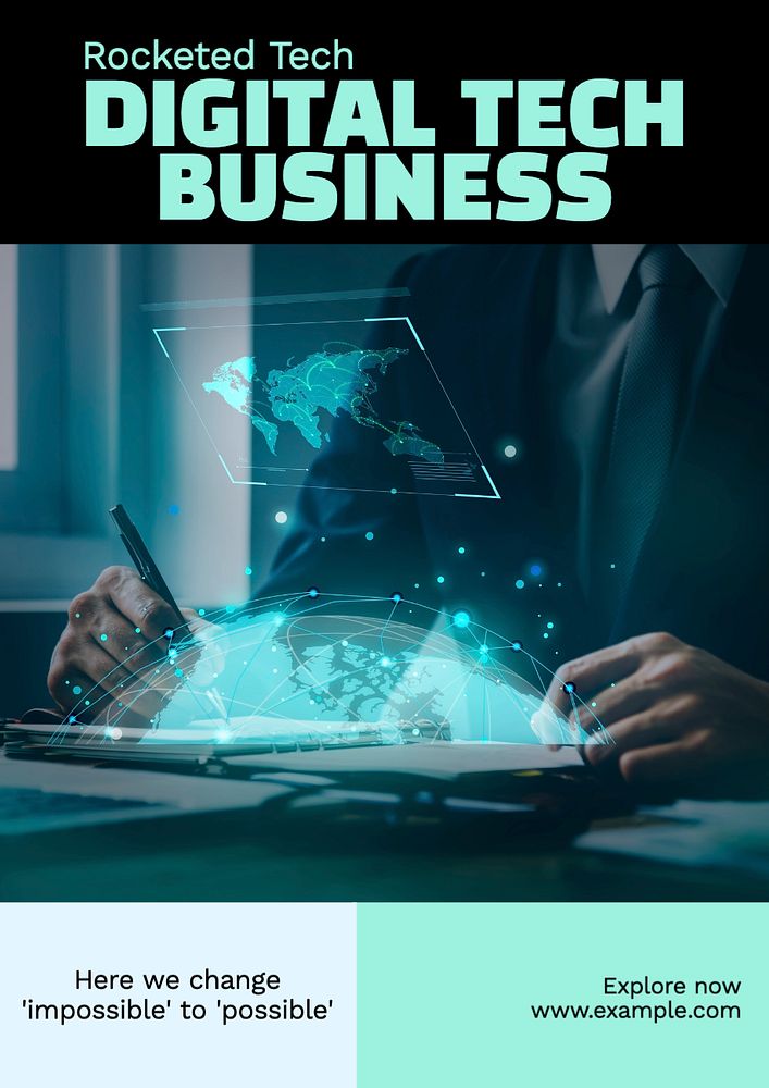 Digital tech business  poster template, editable text and design