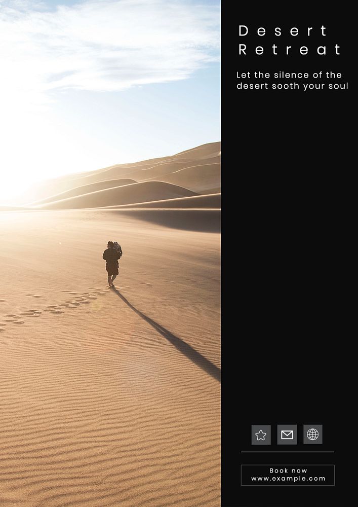 Desert retreat poster template, editable text and design