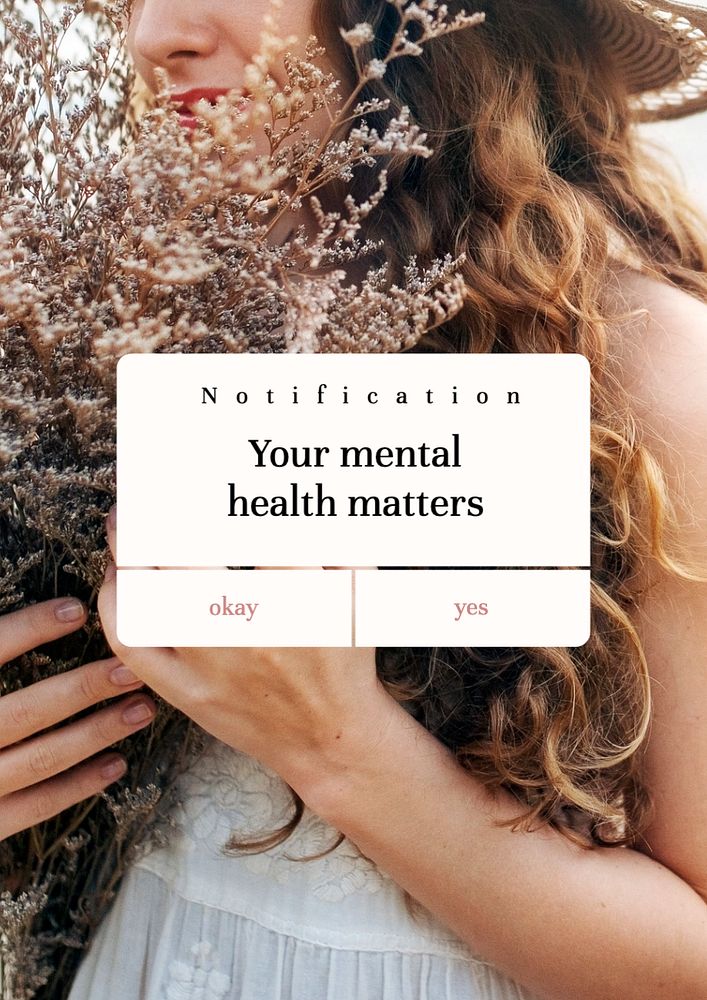 Mental health notification poster template, editable text and design