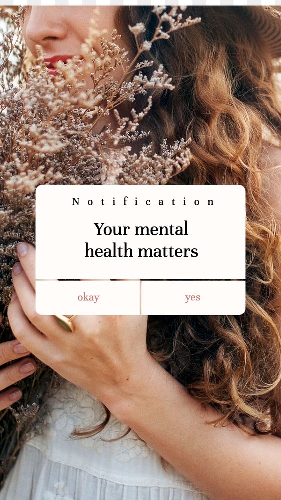 Mental health notification Instagram story template, editable text