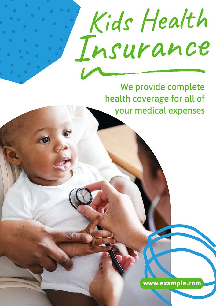 Kids insurance poster template, editable text and design