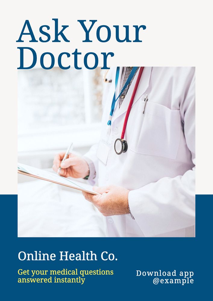 Ask your doctor poster template, editable text and design