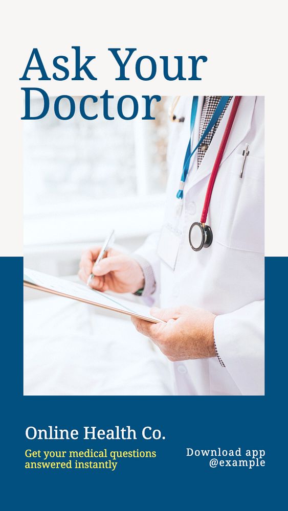 Ask your doctor Instagram story template, editable text