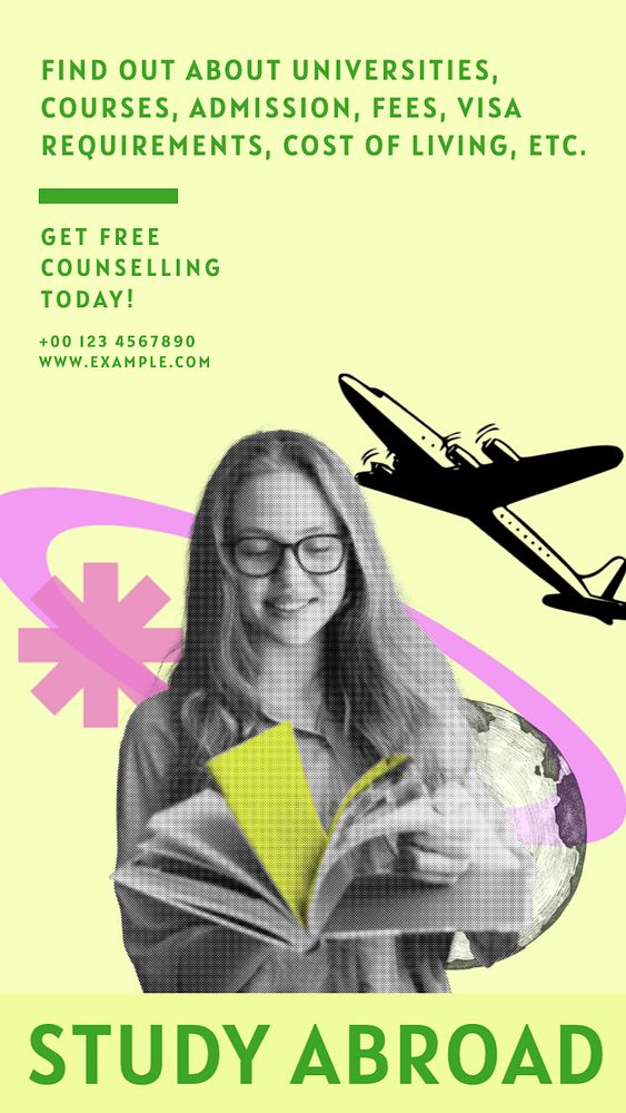 Study abroad counselling  Instagram story template, editable text