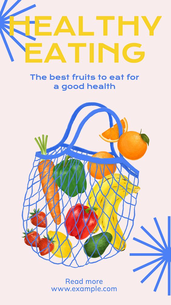 Healthy eating  Instagram story template, editable text