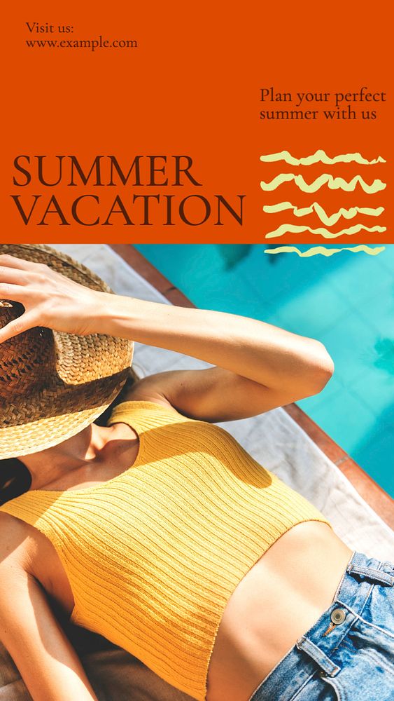 Summer vacation  Instagram story template, editable text