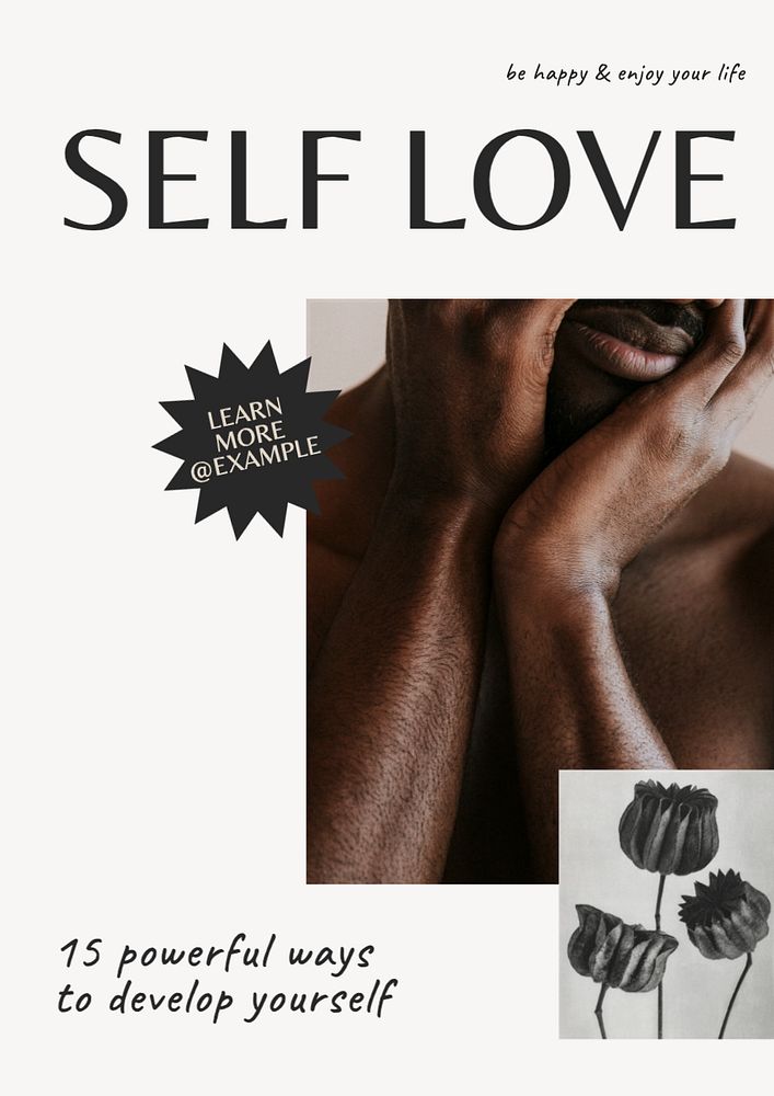 Self love  poster template, editable text and design