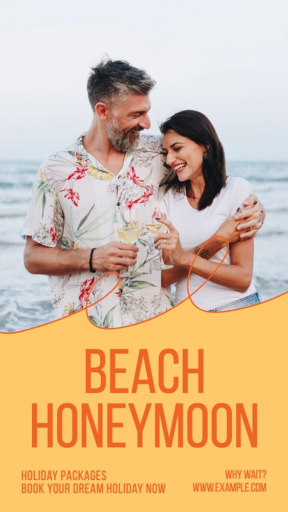 Beach honeymoon holiday  Instagram story template, editable text