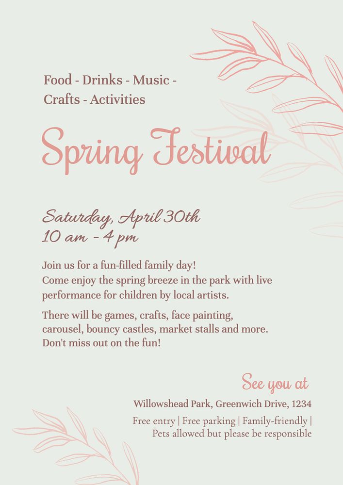 Spring festival editable poster template