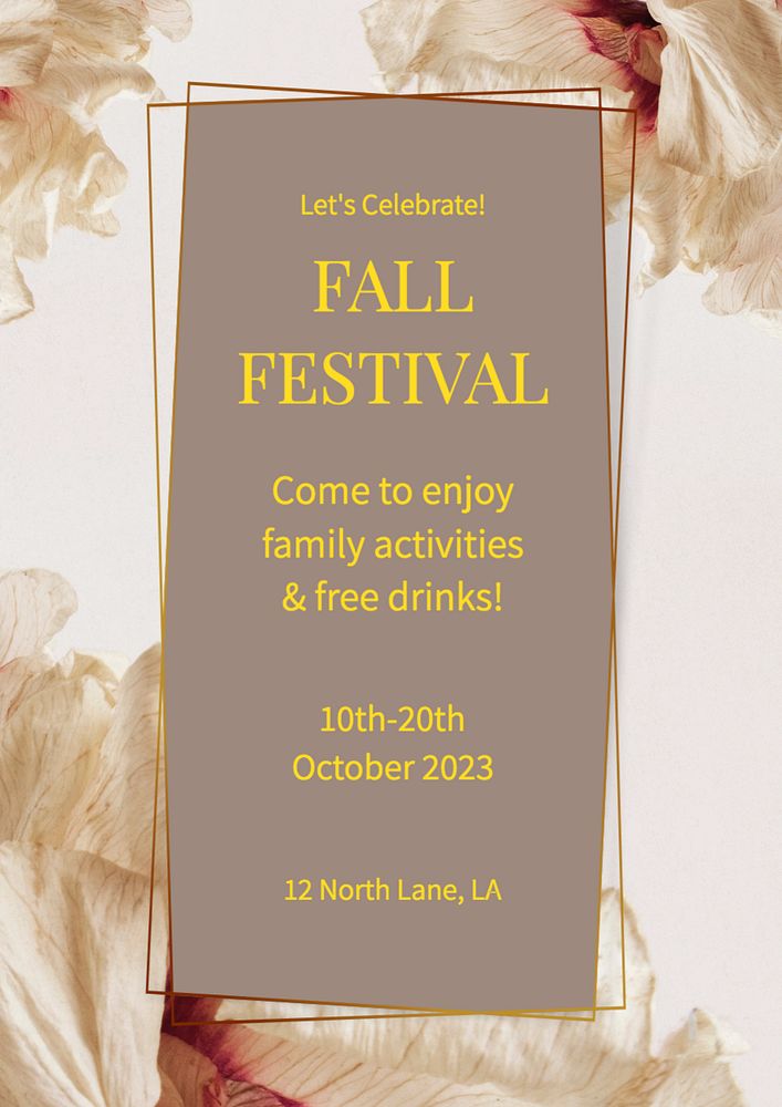 Fall festival poster template, editable text and design