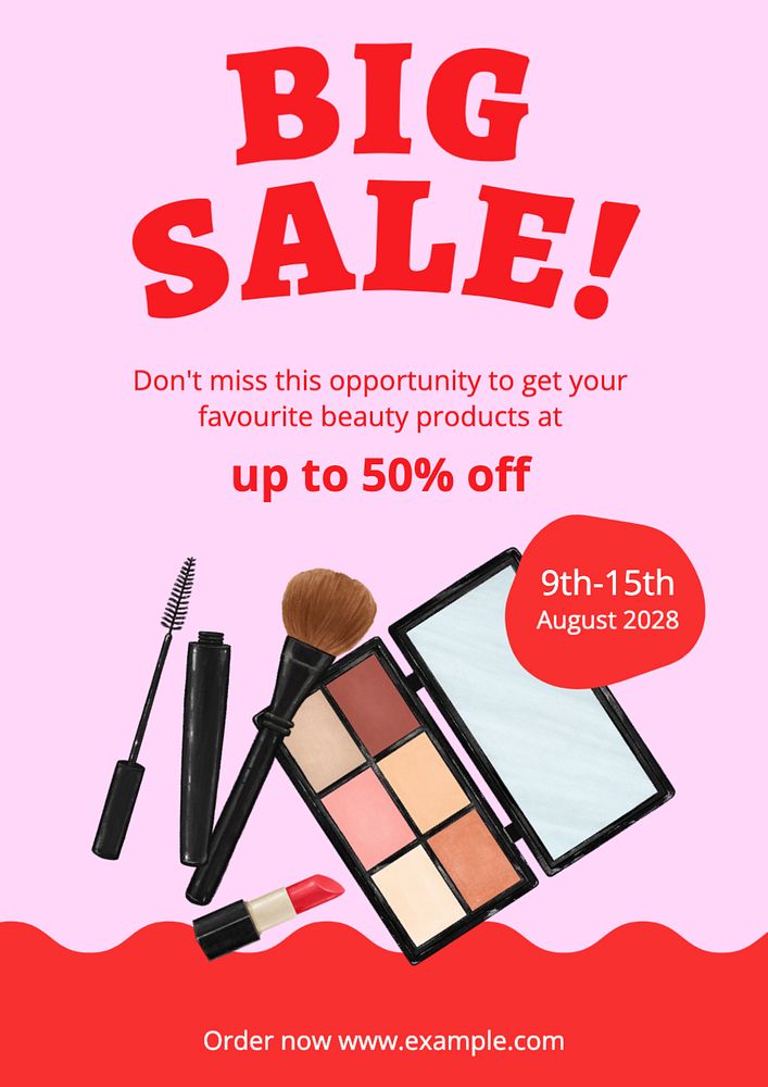 Cosmetics big sale  poster template, editable text and design