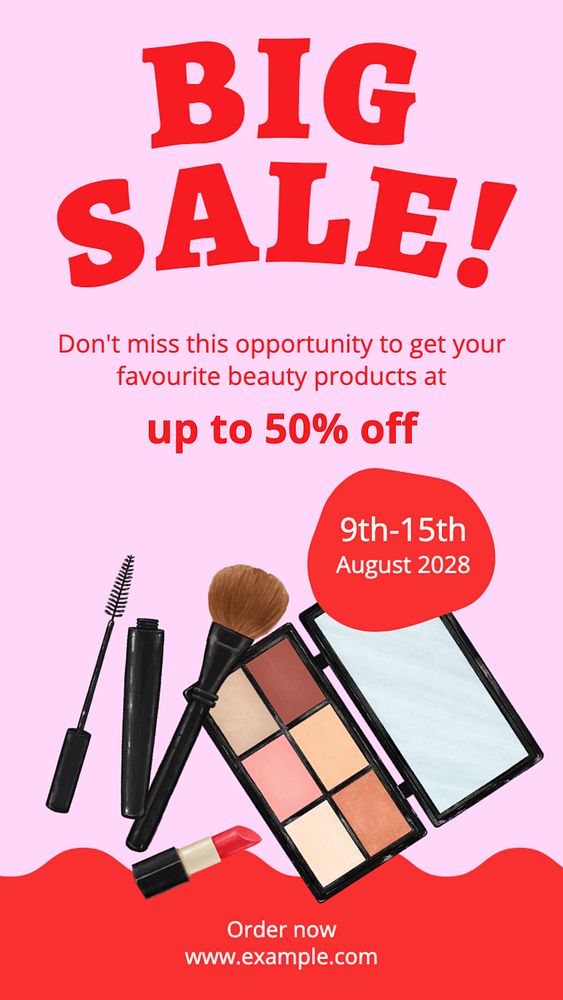 Cosmetics big sale  Instagram story template, editable text