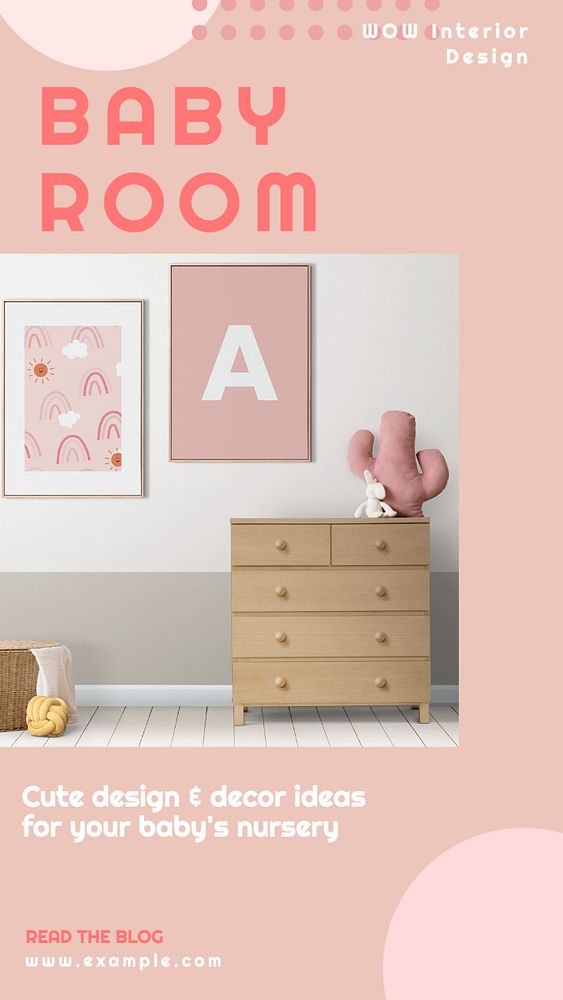 Baby room Instagram story template, editable text