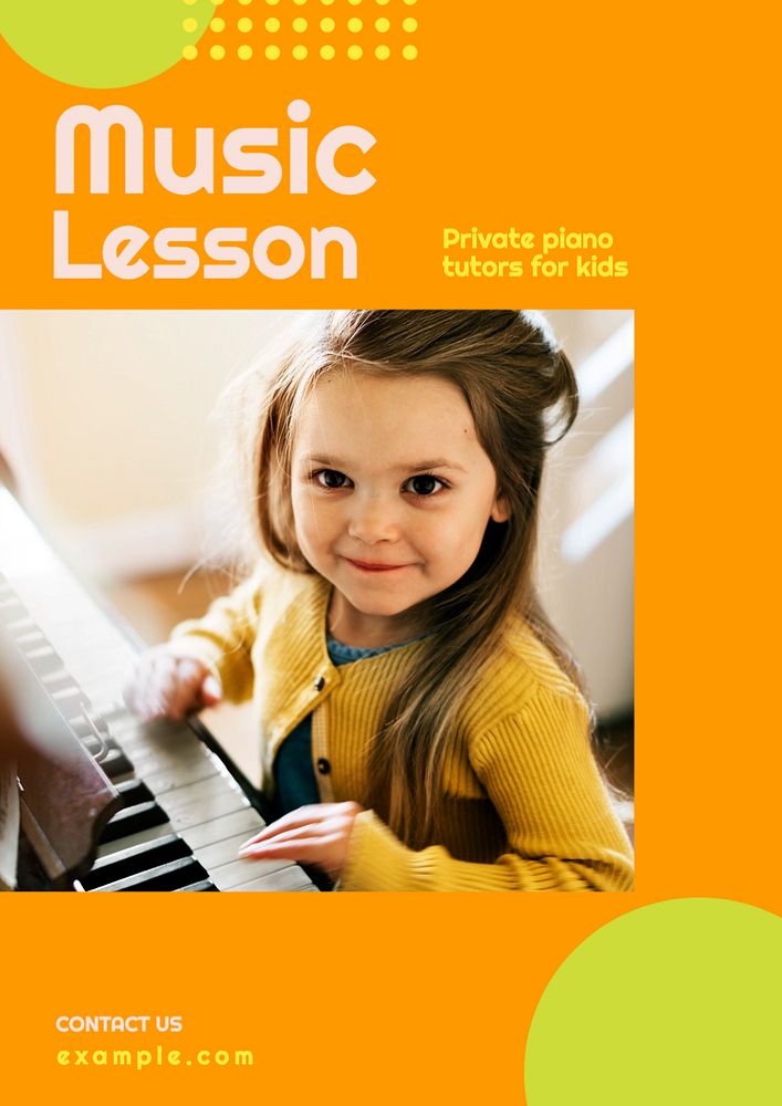 Music lesson poster template, editable text and design