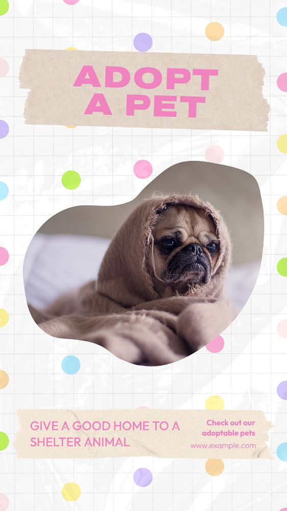 Adopt a pet Instagram story template, editable text